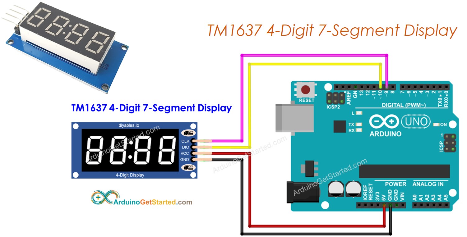 Arduino Display de 7 Segmentos de 4 Dígitos TM1637