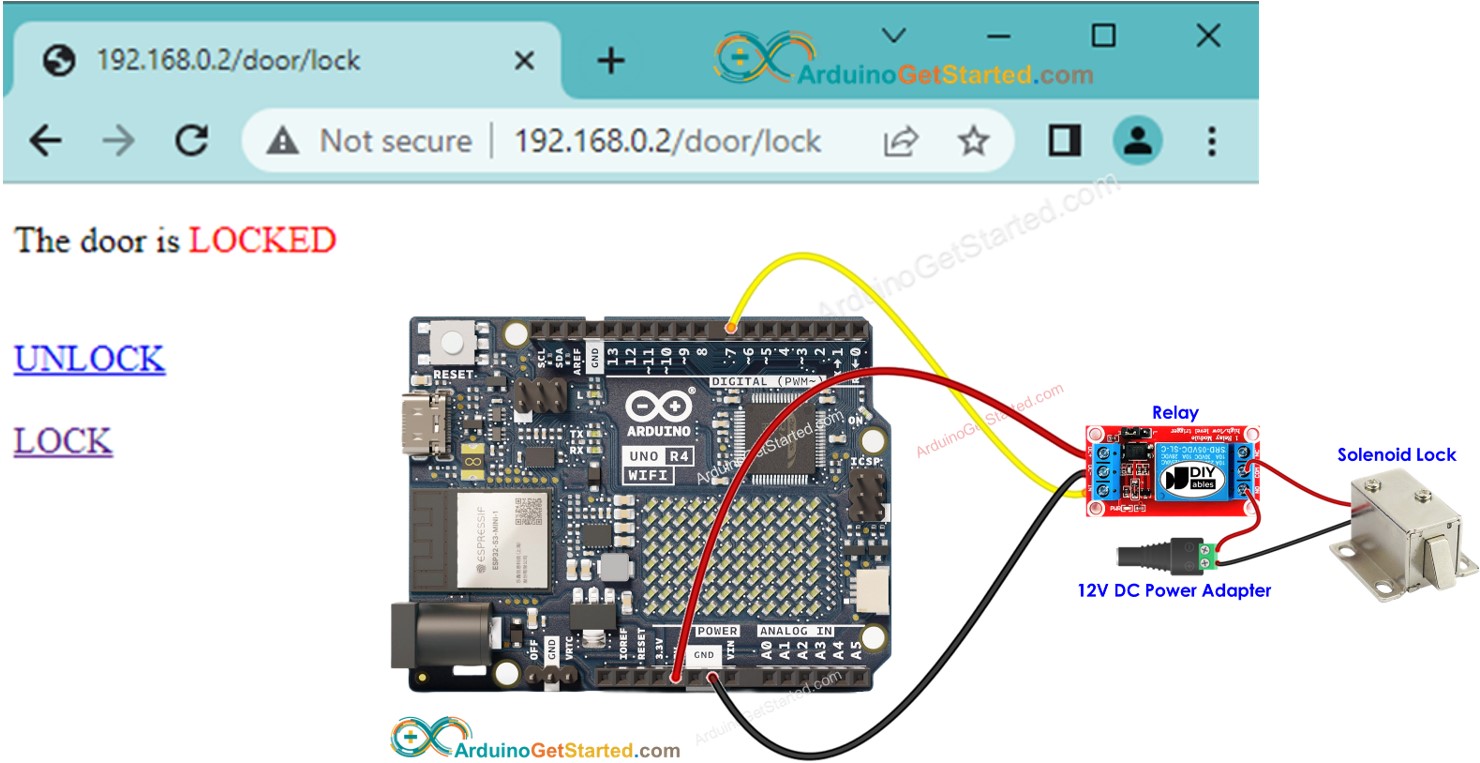 Fechadura de porta com Arduino Uno R4 no navegador