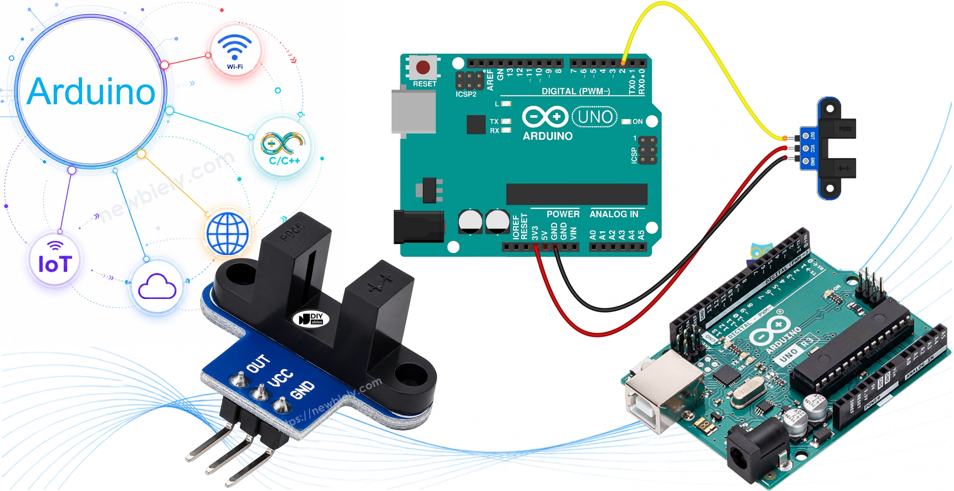 Sensor óptico de velocidade IR com fenda e Arduino