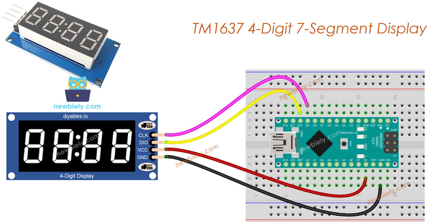 Display de 7 Segmentos e 4 Dígitos com TM1637 para Arduino Nano