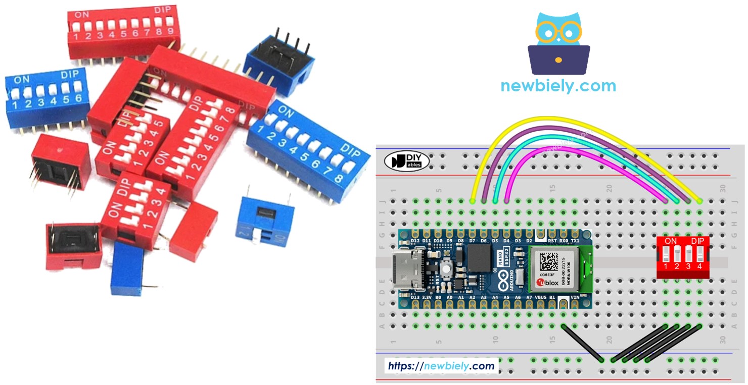 Arduino Nano ESP32 com Chave DIP