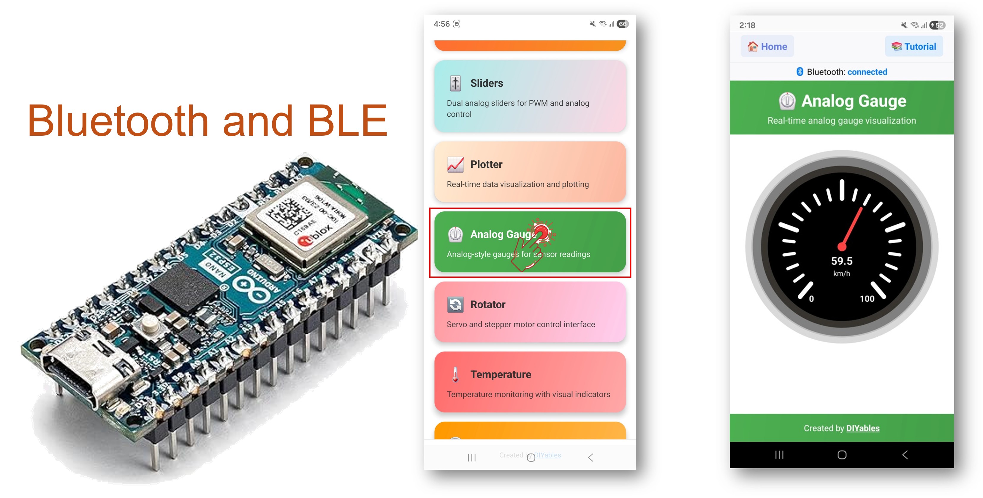 Exemplo de Gauge Analógico Bluetooth com Arduino Nano ESP32 - Tutorial de Display de Gauge via BLE