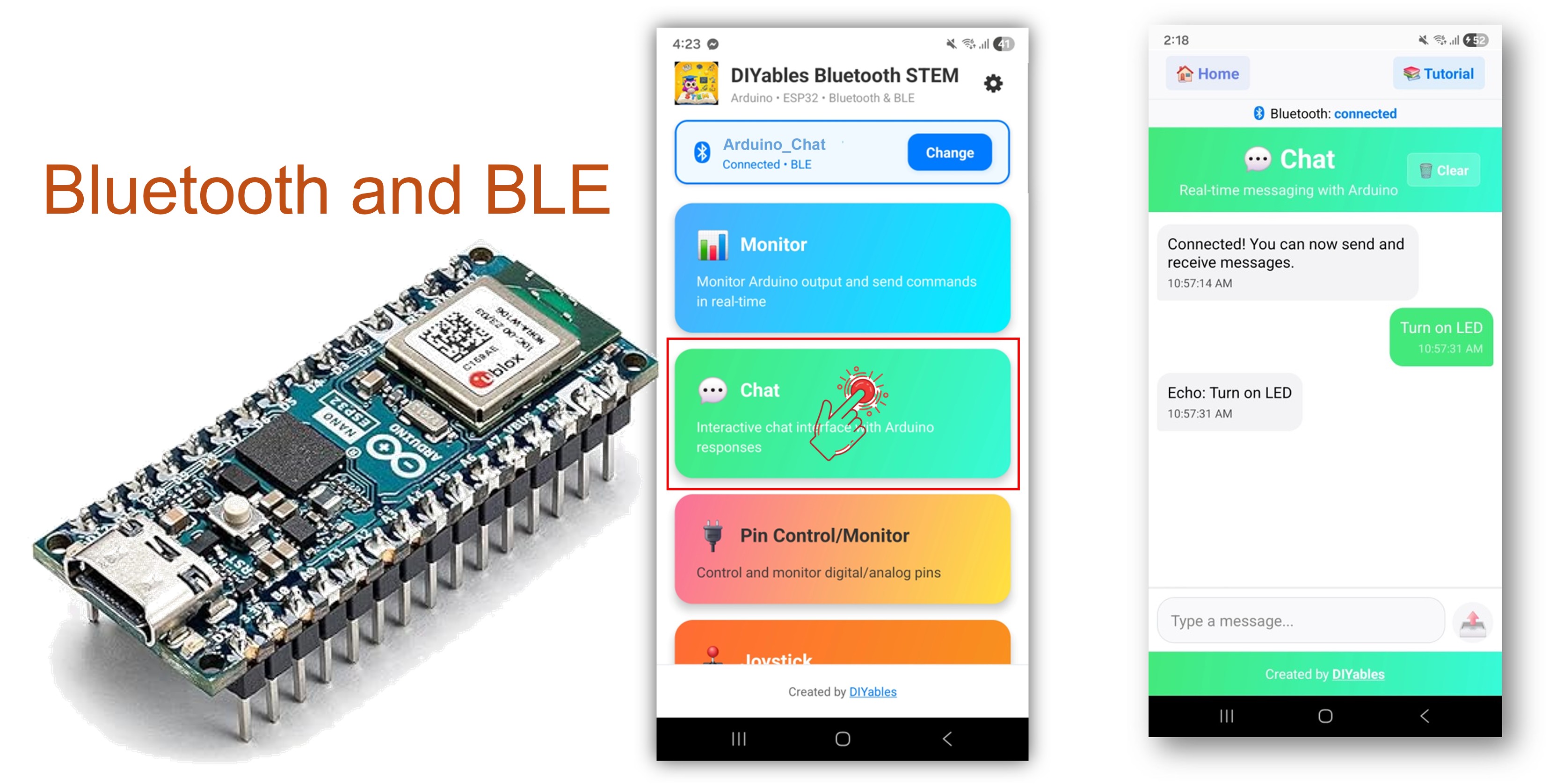 Exemplo de Chat Bluetooth para Arduino Nano ESP32 - Tutorial de Mensagens Bidirecionais via BLE