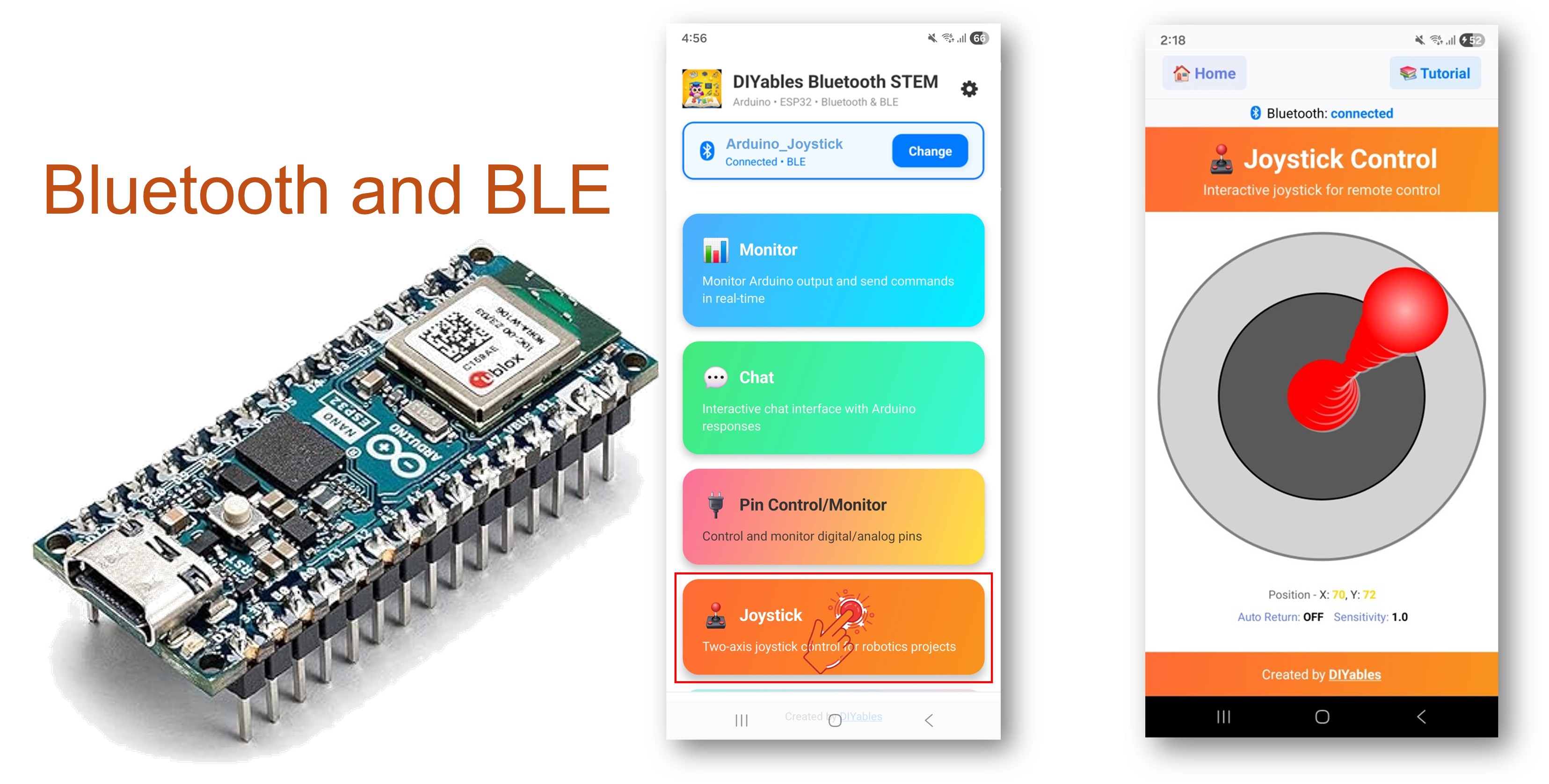 Exemplo de Joystick Bluetooth para Arduino Nano ESP32 - Tutorial de Controle Direcional 2D via BLE