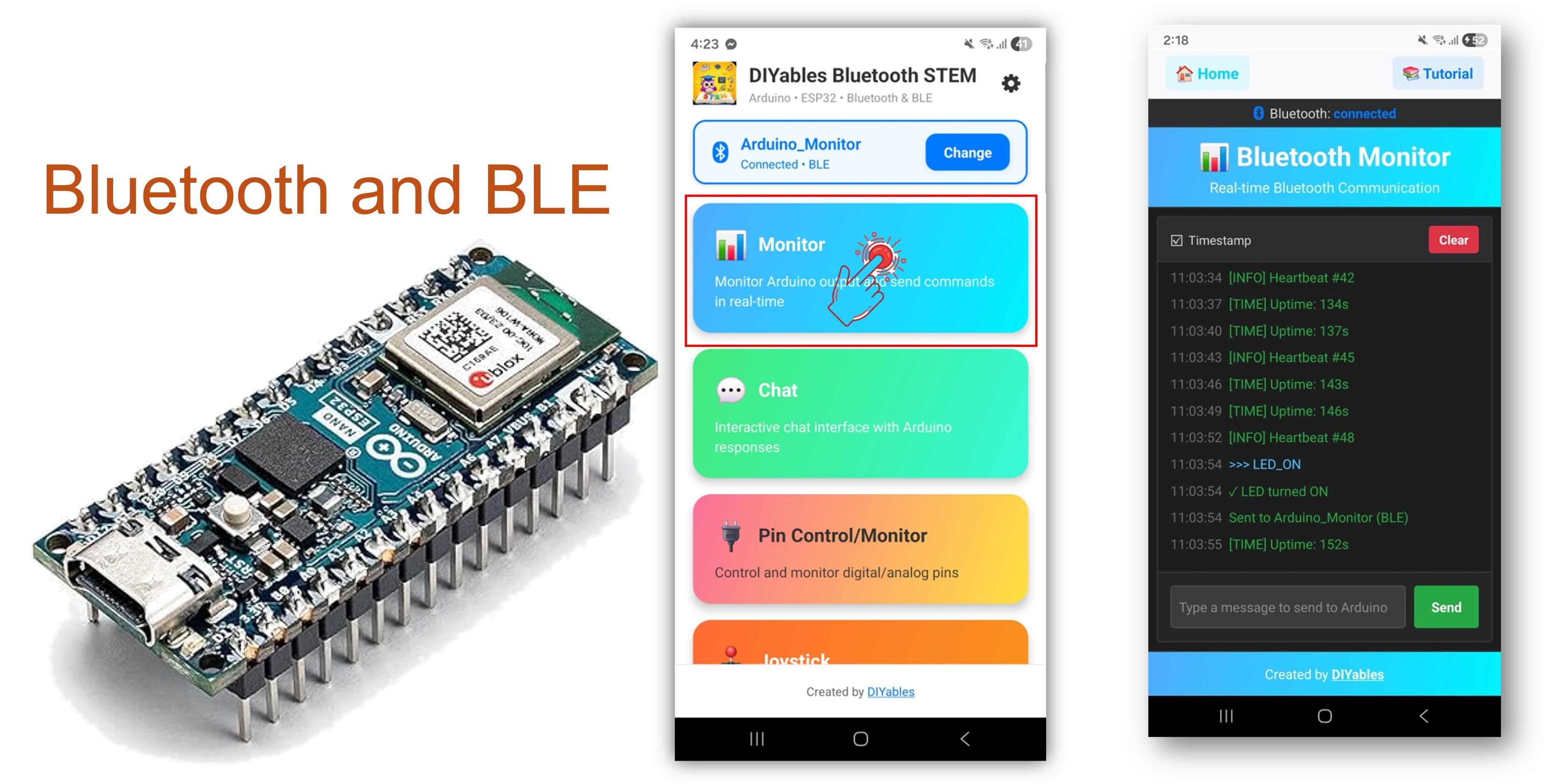 Exemplo de Monitor Bluetooth para Arduino Nano ESP32 - Tutorial de Serial Monitor sem Fio via BLE
