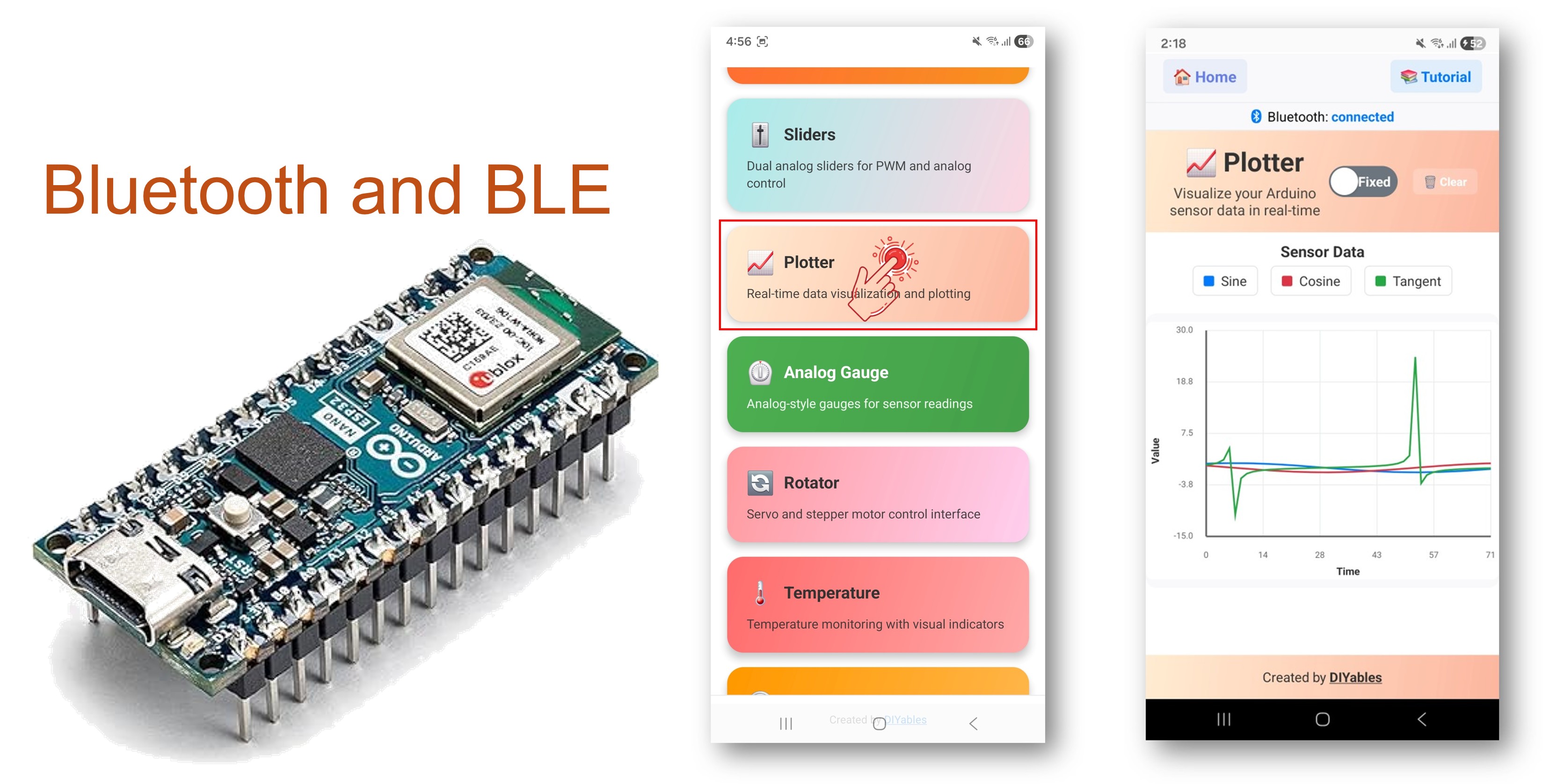 Exemplo de Plotter Bluetooth para Arduino Nano ESP32 - Tutorial de Visualização de Dados em Tempo Real via BLE