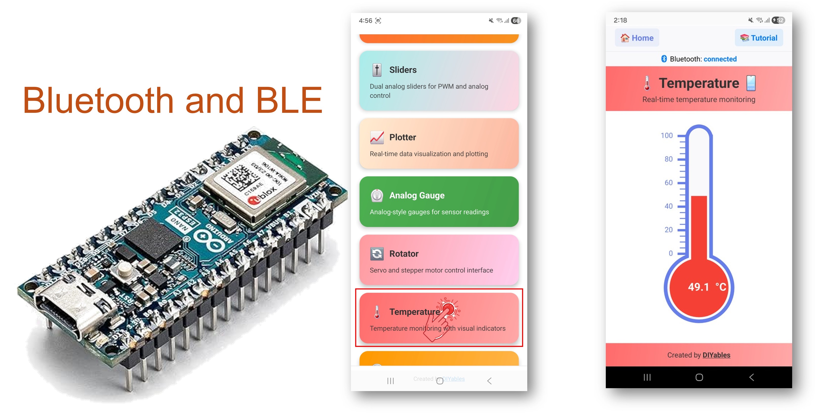 Exemplo de Medidor de Temperatura Bluetooth para Arduino Nano ESP32 - Tutorial de Exibição de Temperatura via BLE