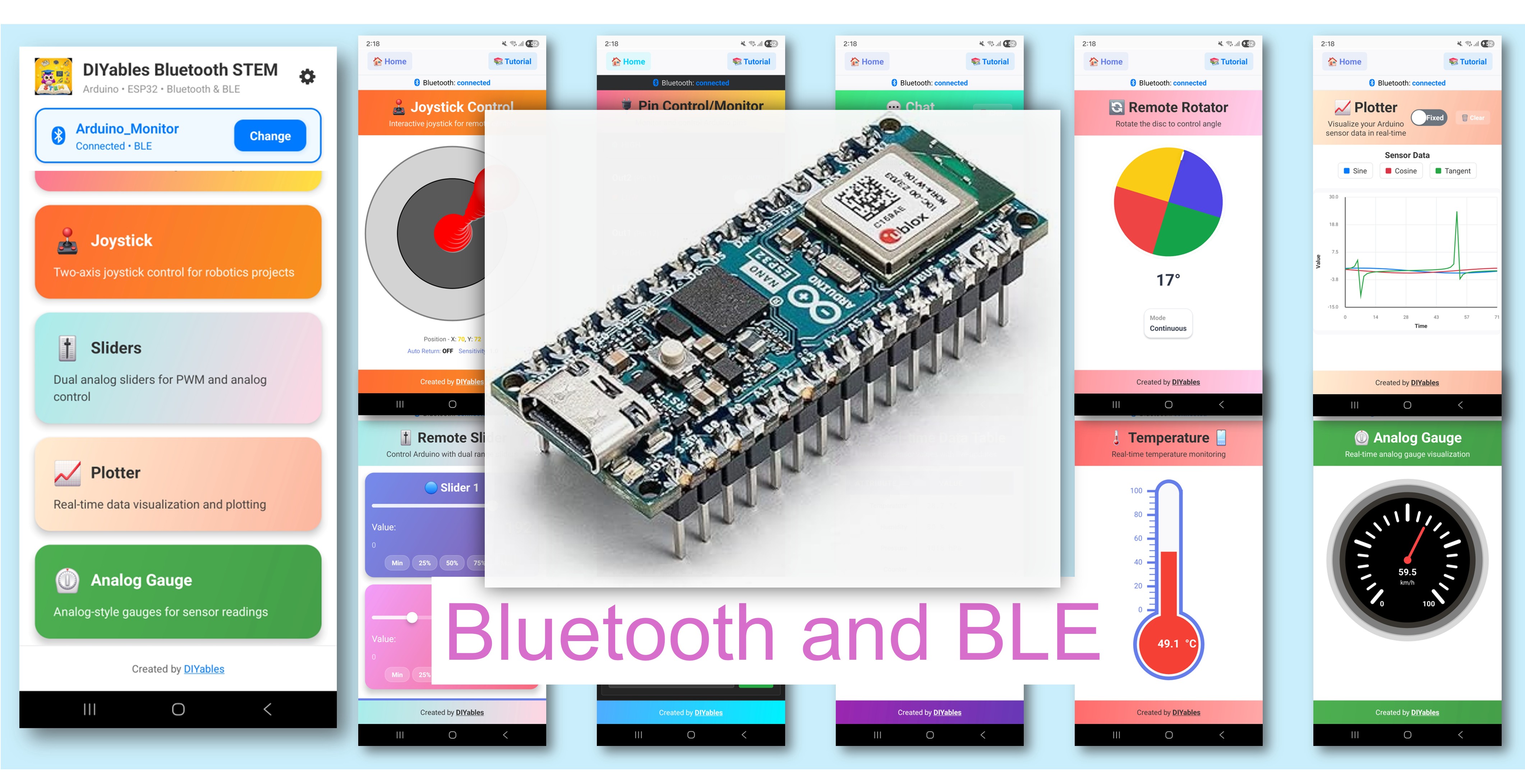 Arduino Nano ESP32 DIYables Bluetooth App