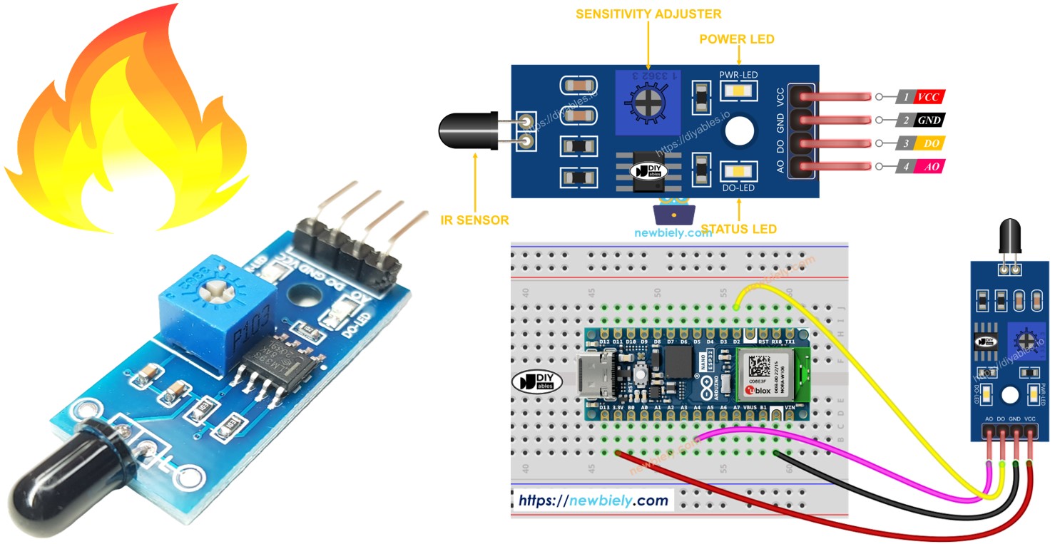 Arduino Nano ESP32 Sensor de Chama
