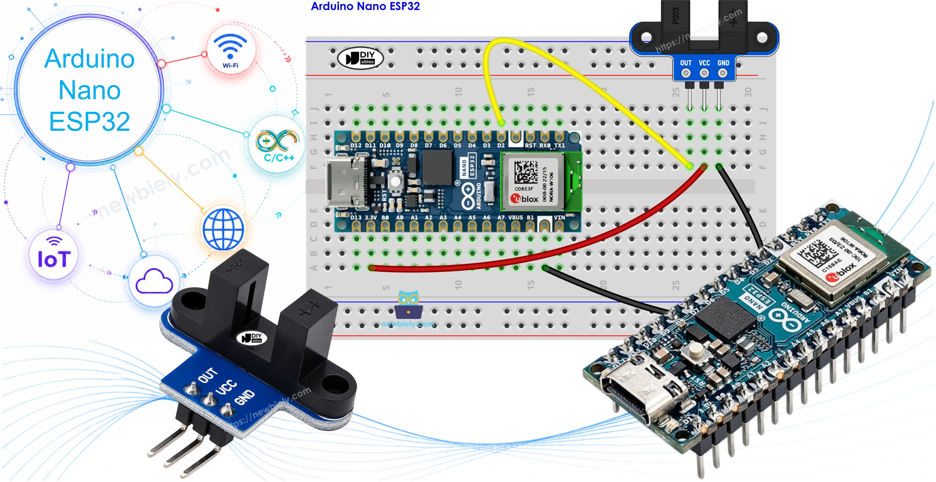 Arduino Nano ESP32 e sensor óptico de velocidade com ranhura IR
