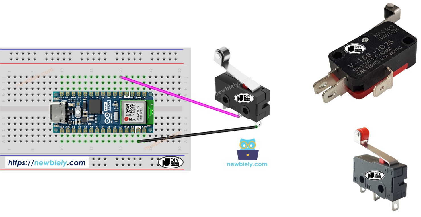 Arduino Nano ESP32 com Chave de Fim de Curso