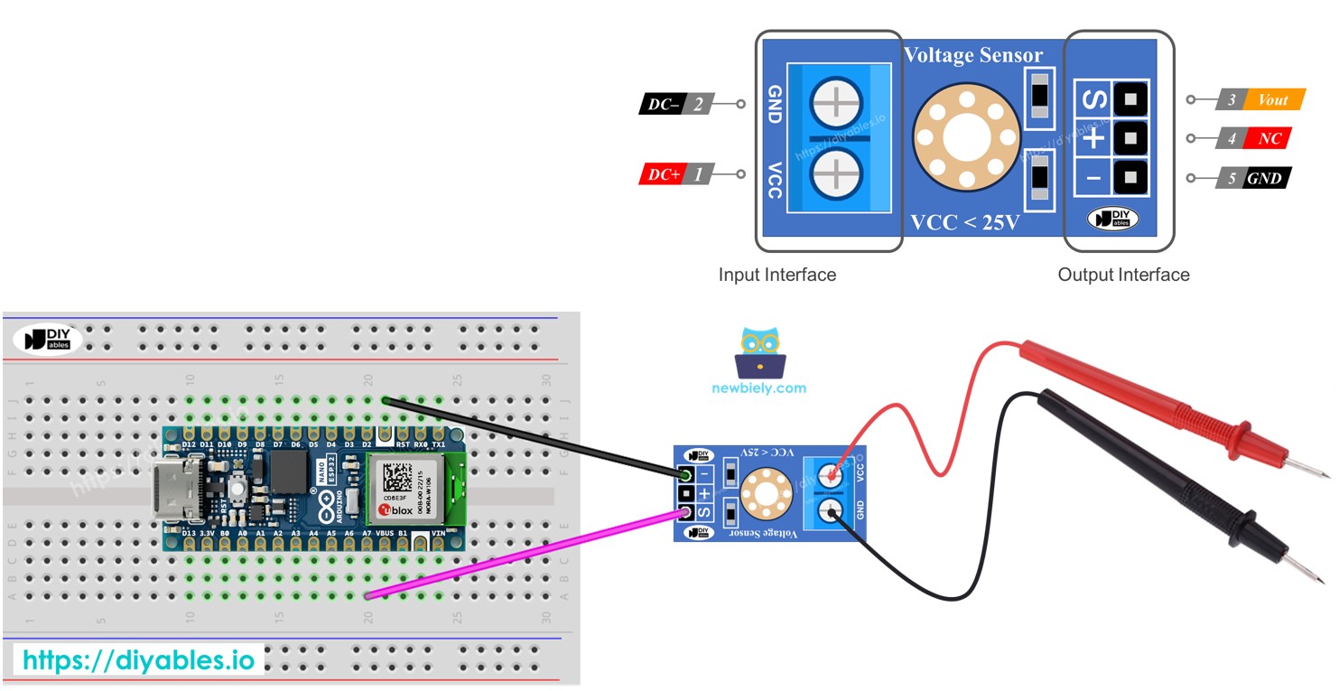 Arduino Nano ESP32 Sensor de Tensão
