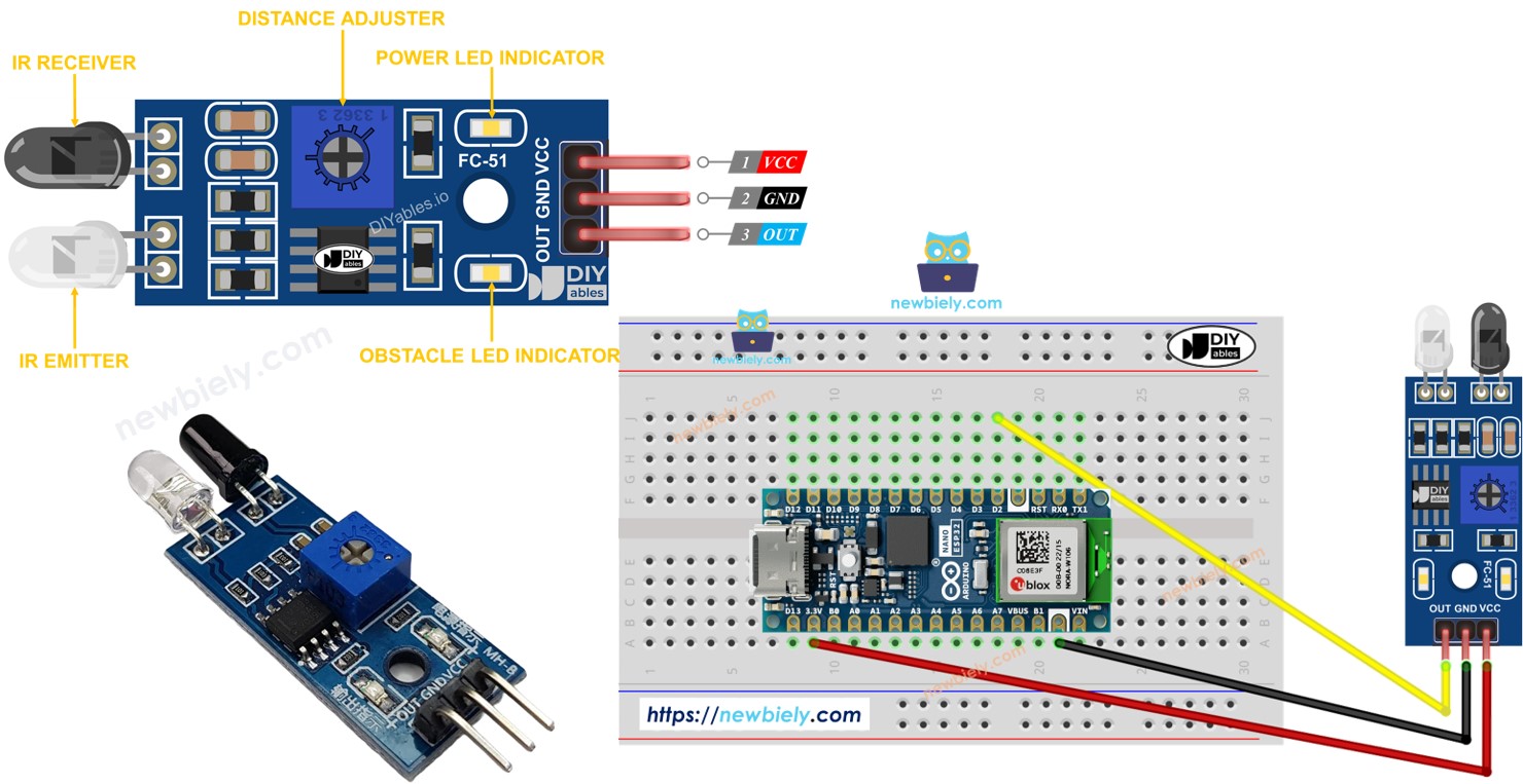 Arduino Nano ESP32 Sensor de Desvio de Obstáculos