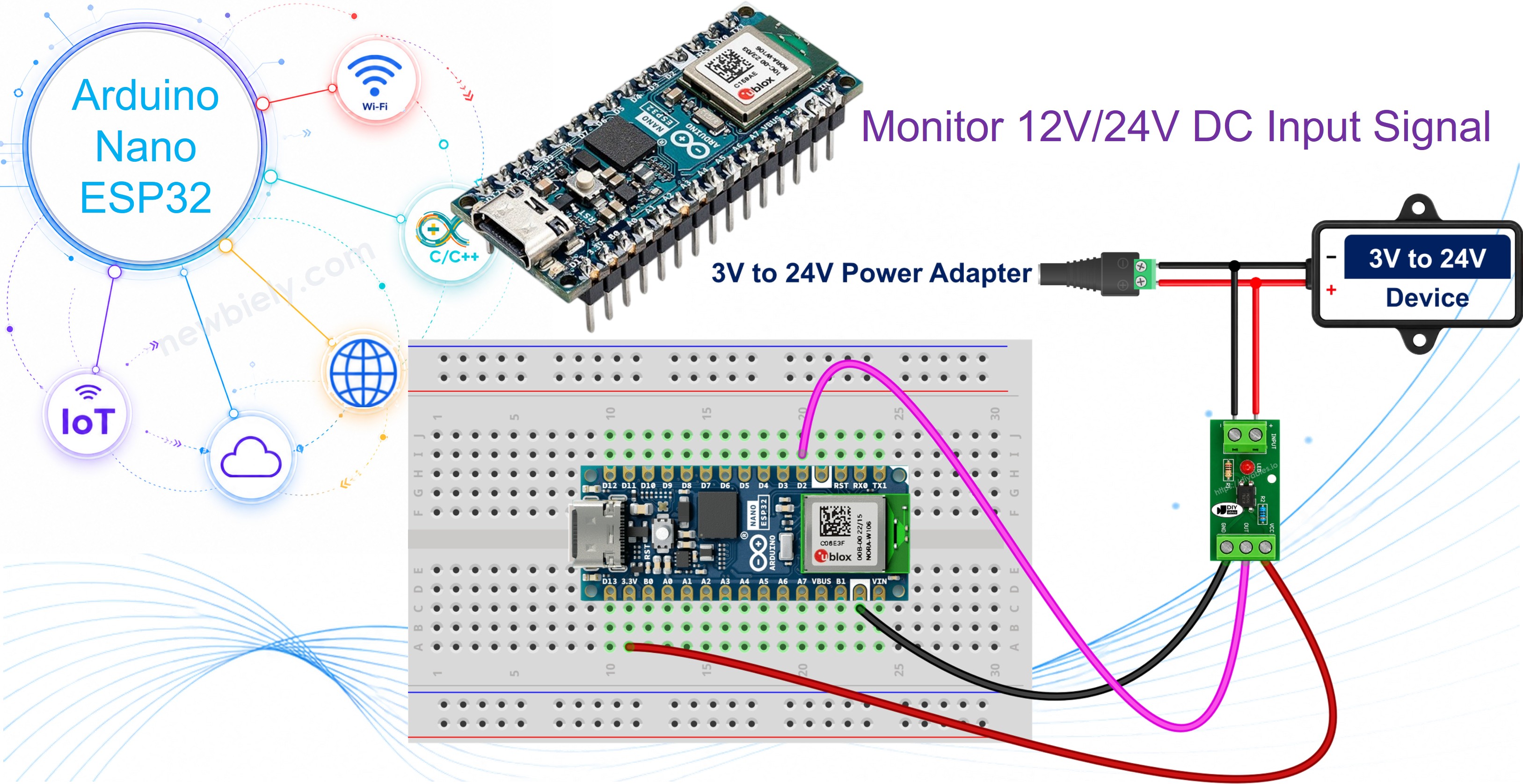Arduino Nano ESP32 e optoacoplador PC817 para entrada digital isolada de 12V e 24V