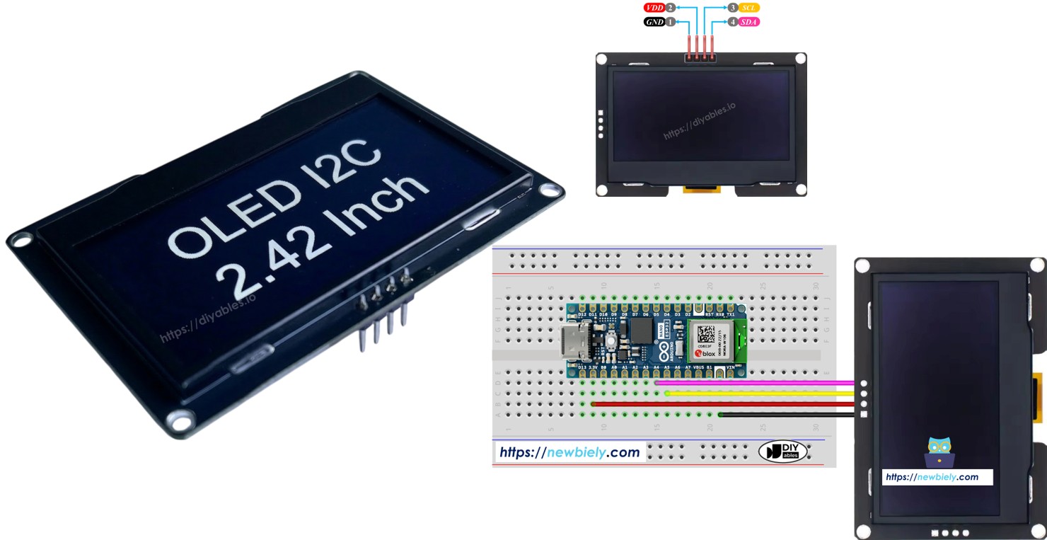 Display OLED SSD1309 128x64 com Arduino Nano ESP32