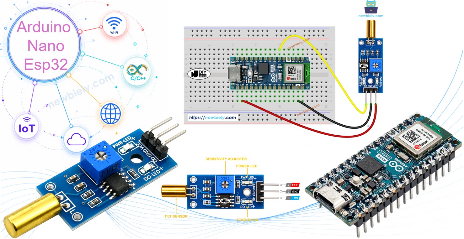 Arduino Nano ESP32 Sensor de Inclinação SW520D