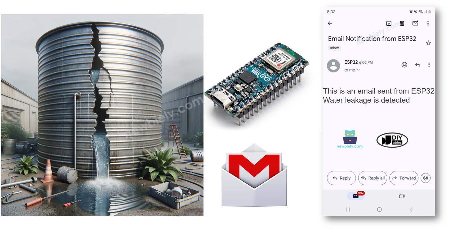 Arduino Nano ESP32 Notificação por E-mail de Vazamento de Água