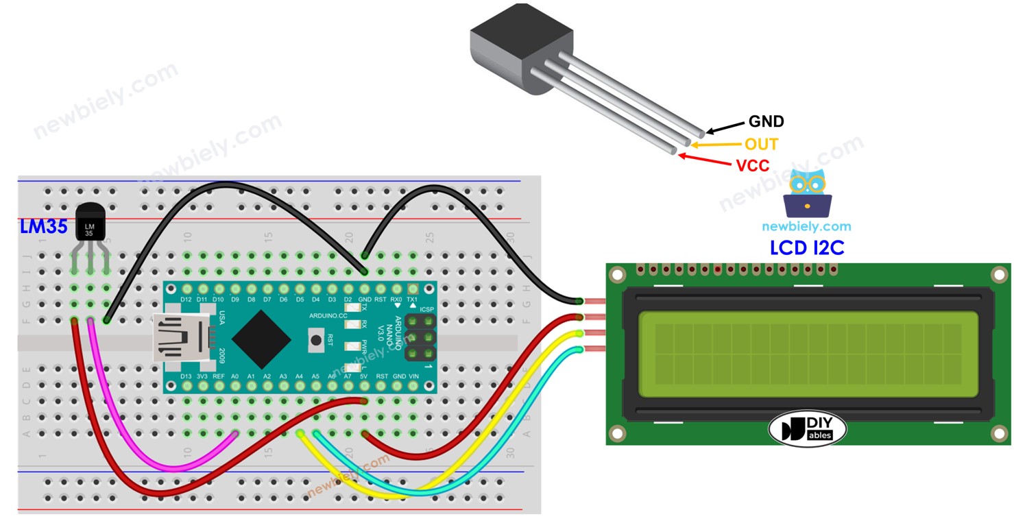 Sensor de Temperatura LM35 com LCD e Arduino Nano