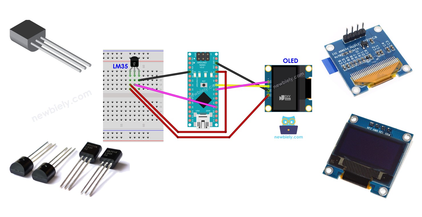 Sensor de Temperatura LM35 com OLED W e Arduino Nano