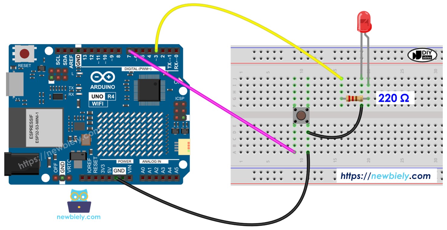 Arduino UNO R4 controla LED