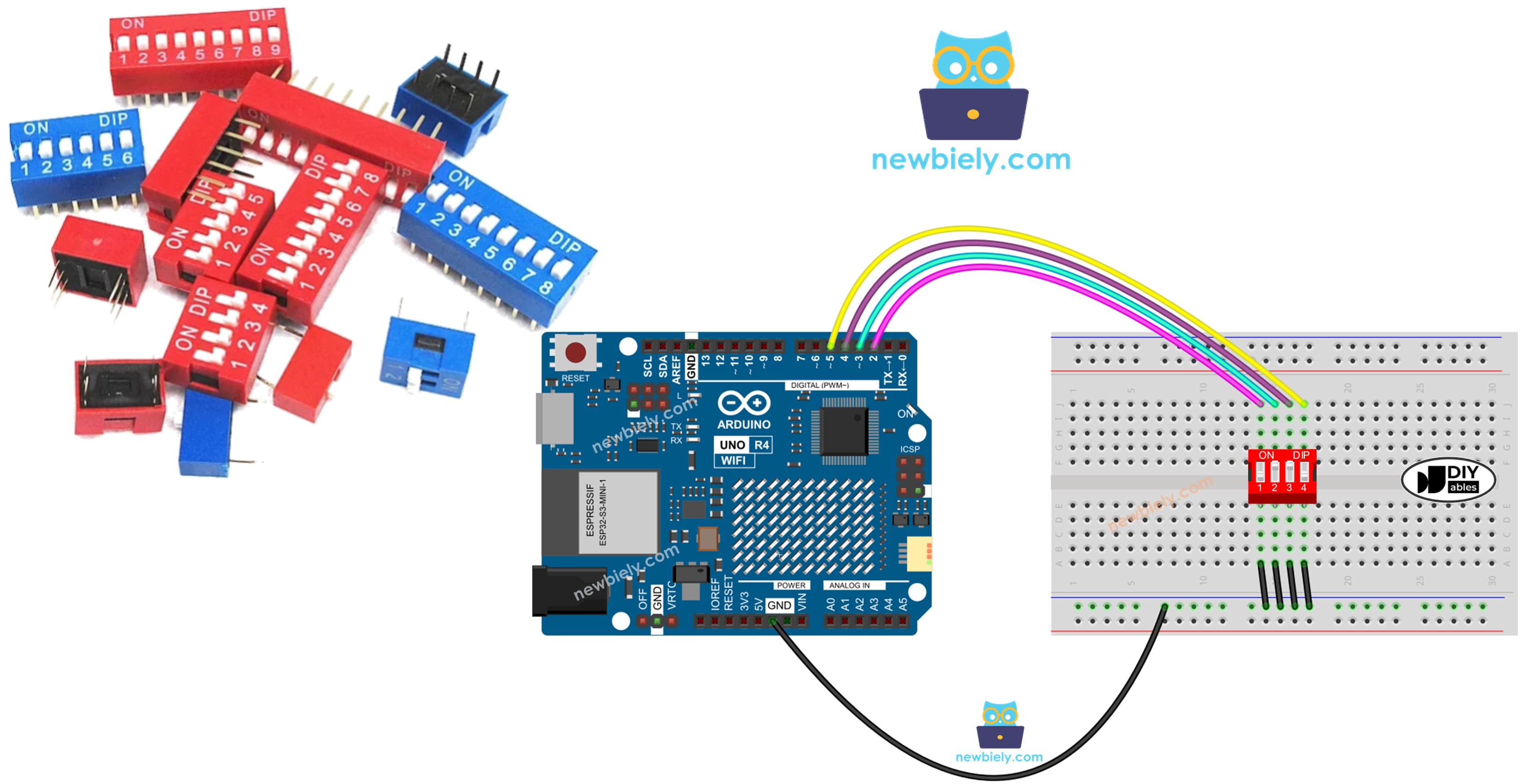 Arduino UNO R4 com Chave DIP