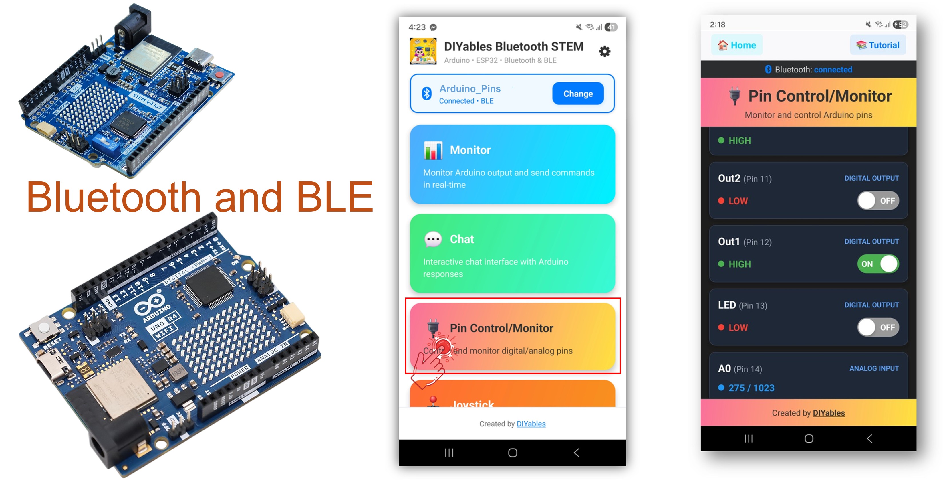 Exemplo de Pinos Digitais Bluetooth no Arduino UNO R4 WiFi - Tutorial de Controle de Pinos GPIO via BLE