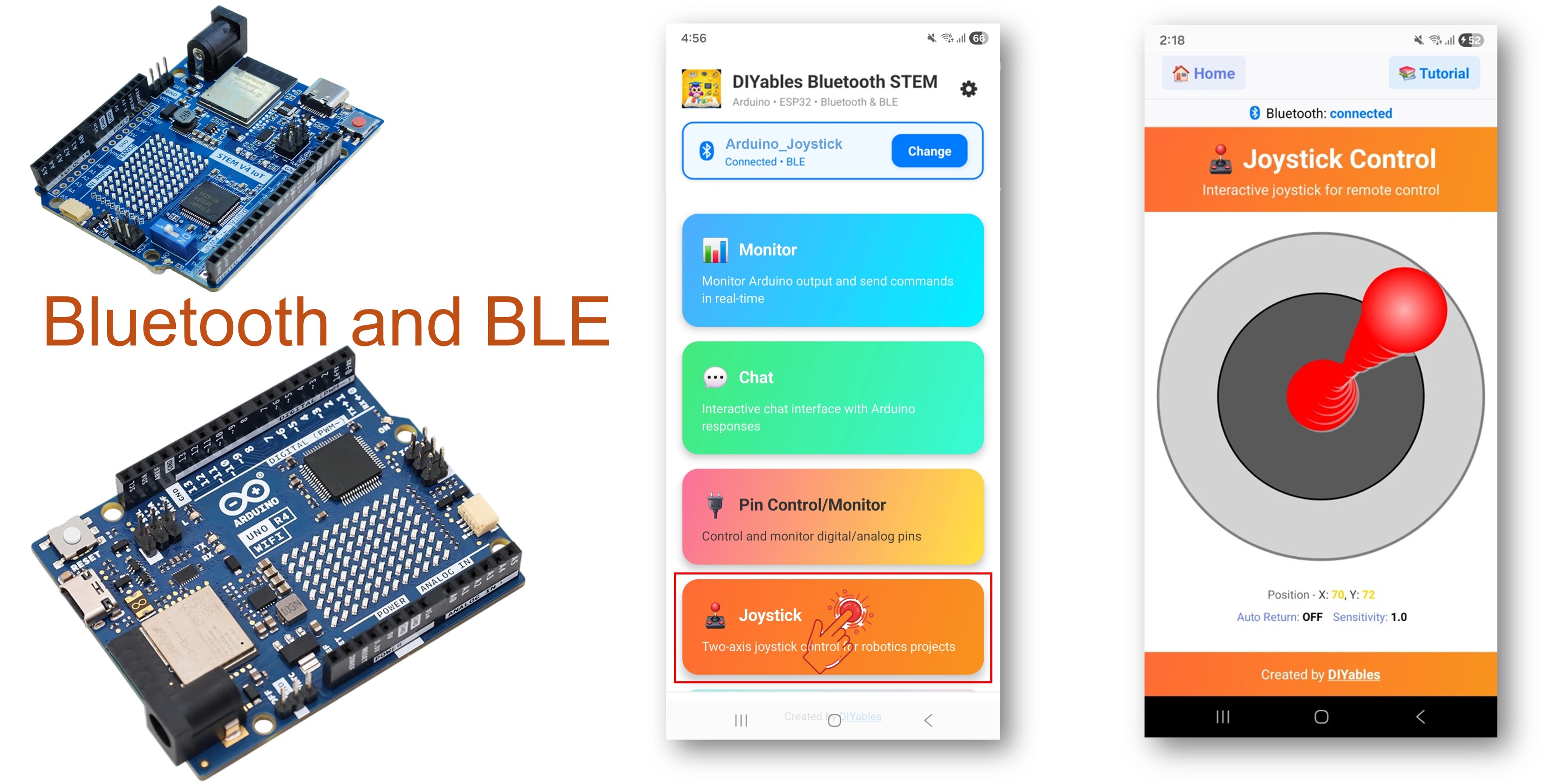 Exemplo de Joystick Bluetooth com Arduino UNO R4 WiFi - Tutorial de Controle Direcional 2D via BLE