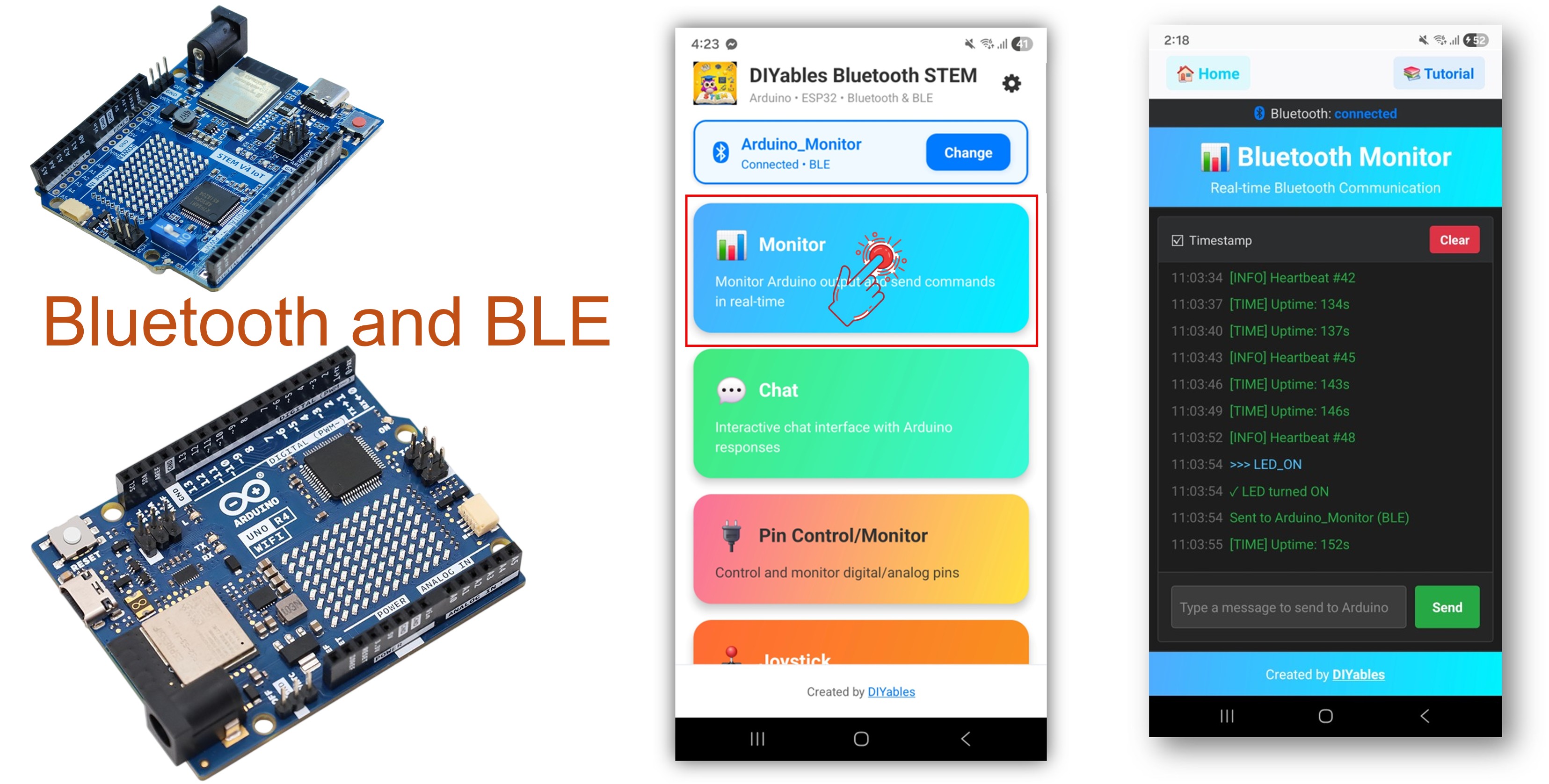 Exemplo de Monitor Bluetooth com Arduino UNO R4 WiFi - Tutorial de Monitor Serial Sem Fio via BLE