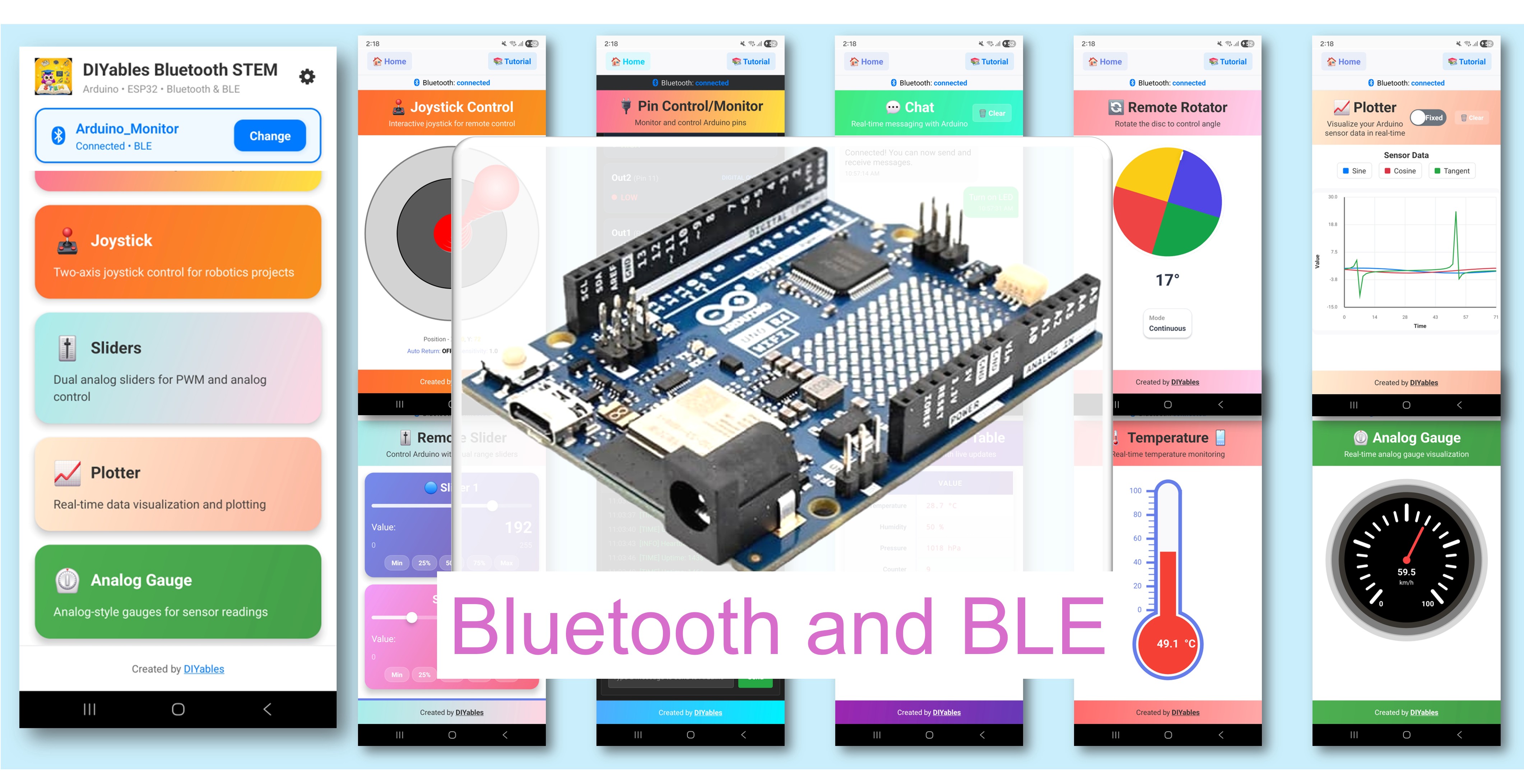Exemplo de Vários Apps Bluetooth com Arduino UNO R4 WiFi - Tutorial BLE Tudo-em-Um