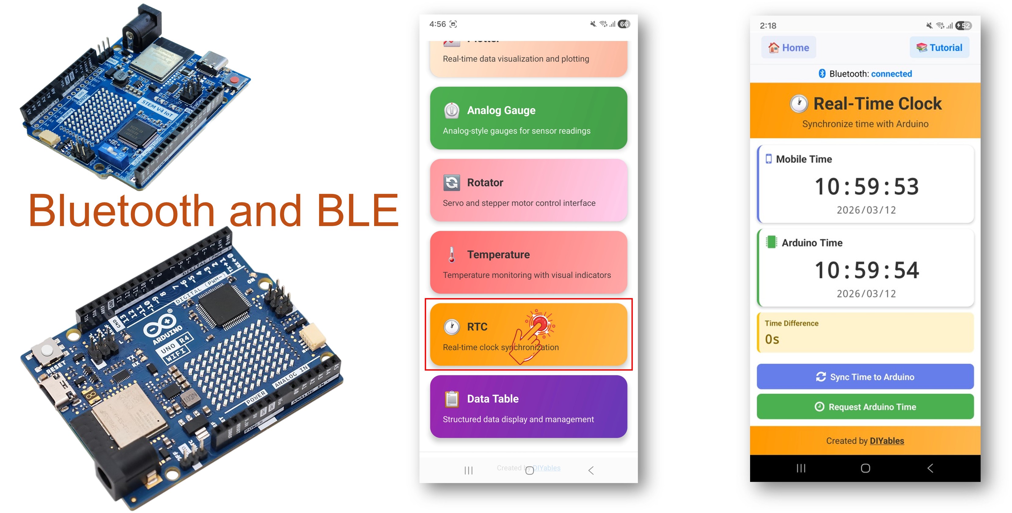 Exemplo de RTC Bluetooth com Arduino UNO R4 WiFi - Tutorial de Sincronização do Relógio de Tempo Real via BLE