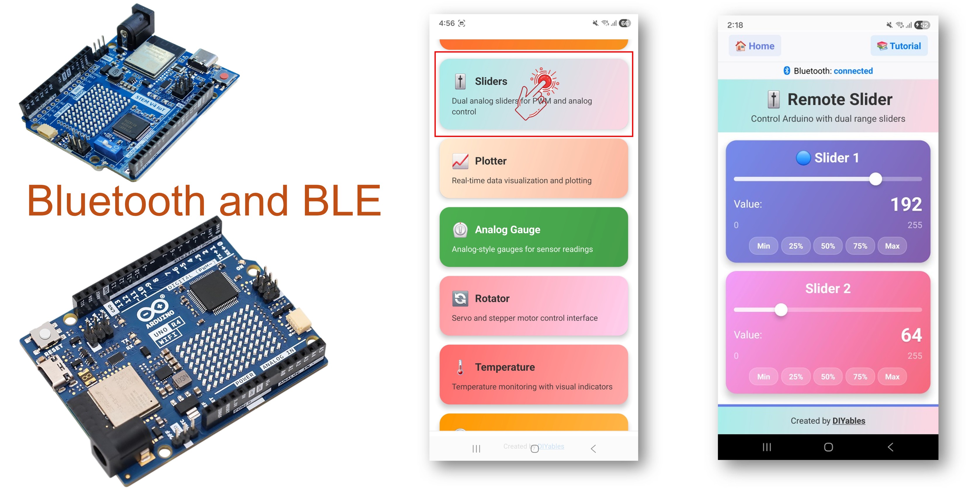 Exemplo de Slider Bluetooth com Arduino UNO R4 WiFi - Tutorial de Controle com Dois Sliders via BLE