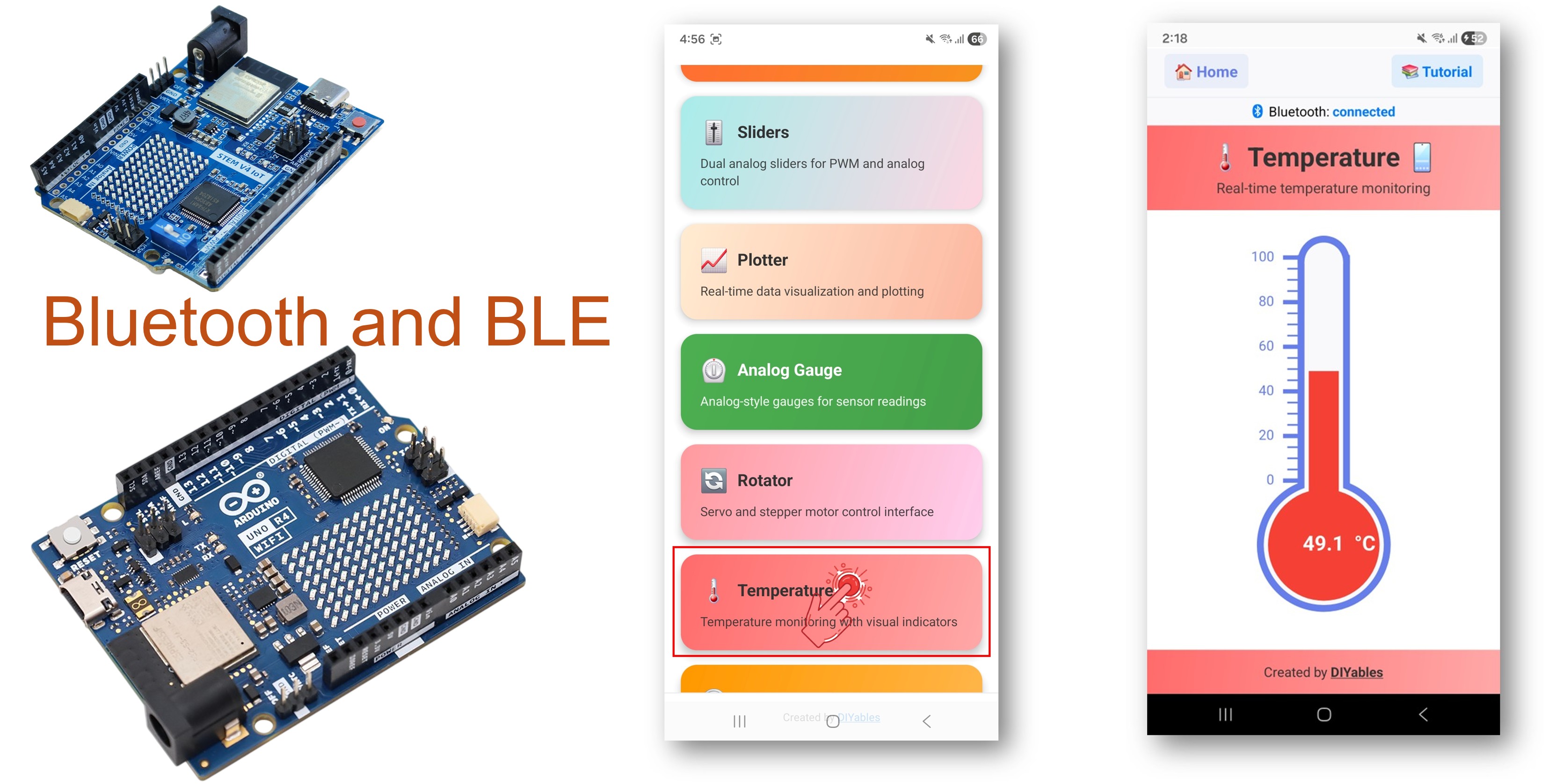 Exemplo de Medidor de Temperatura Bluetooth com Arduino UNO R4 WiFi - Tutorial de Exibição de Temperatura via BLE