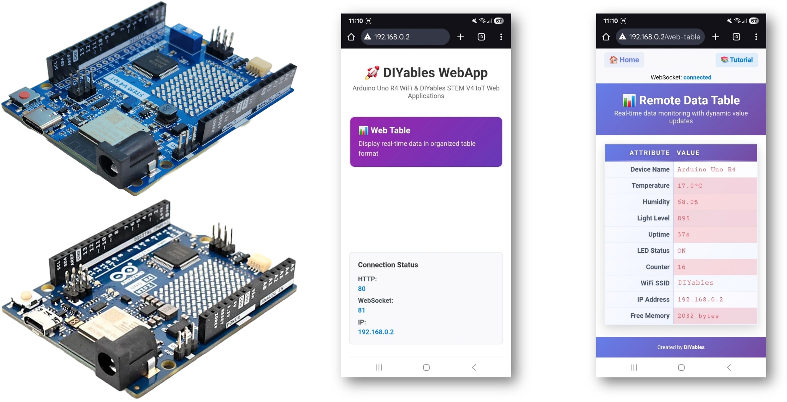 Exemplo Arduino WebTable - Tutorial de Exibição de Dados em Tempo Real