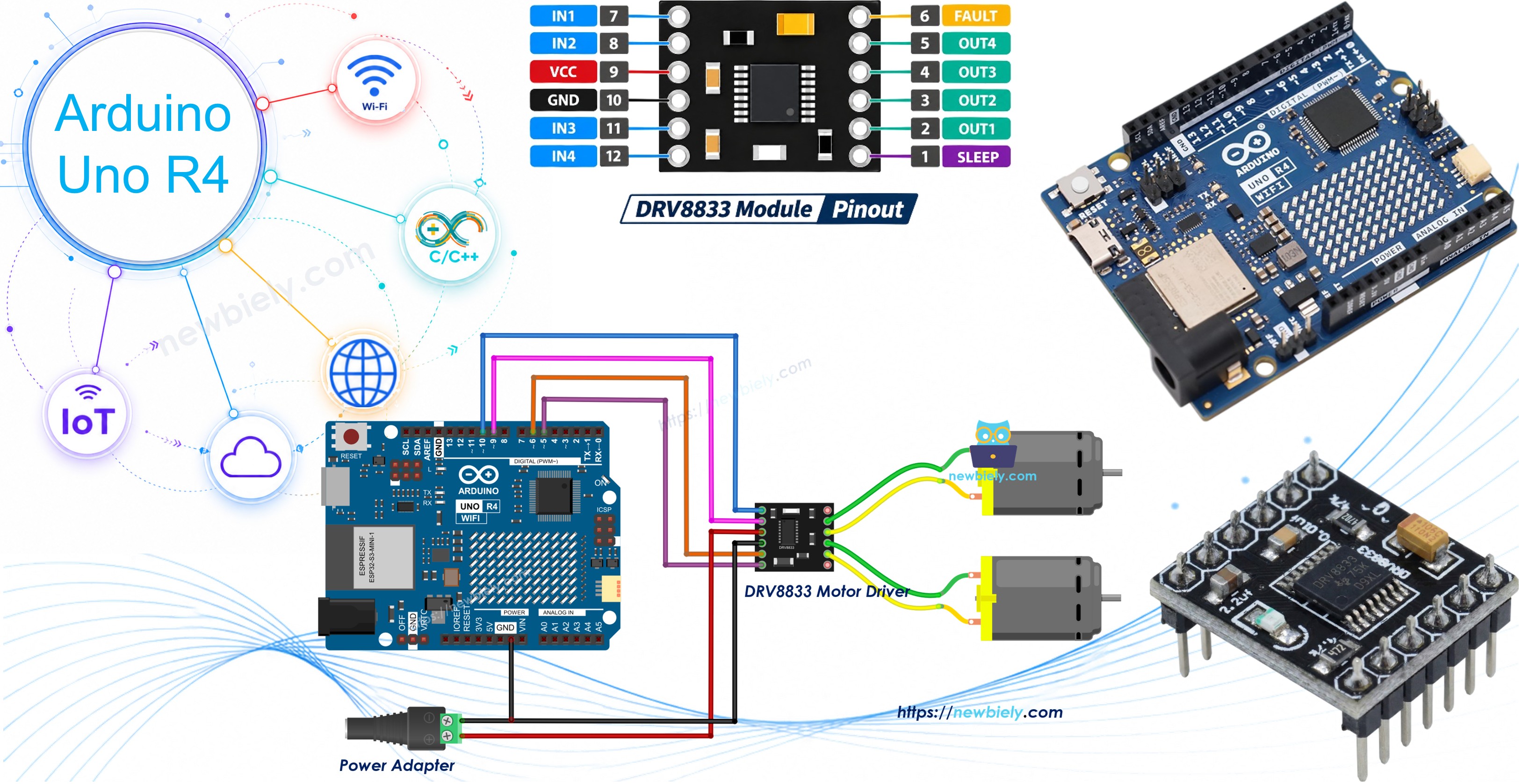 Arduino UNO R4 Driver de motor DC DRV8833