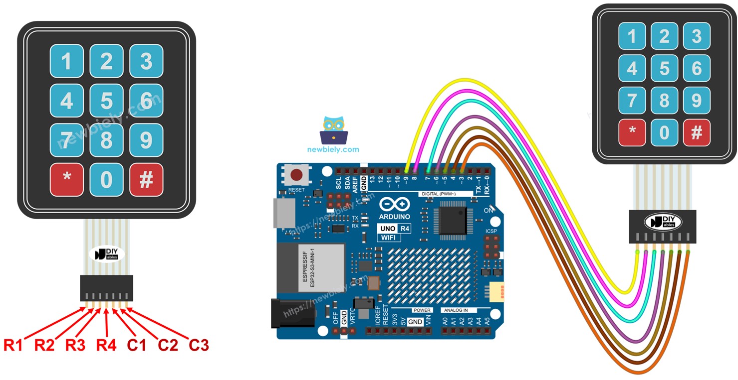Teclado 3x4 com Arduino UNO R4