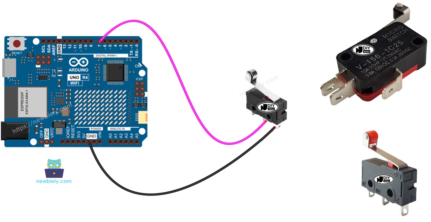 Arduino UNO R4 com Chave de Fim de Curso