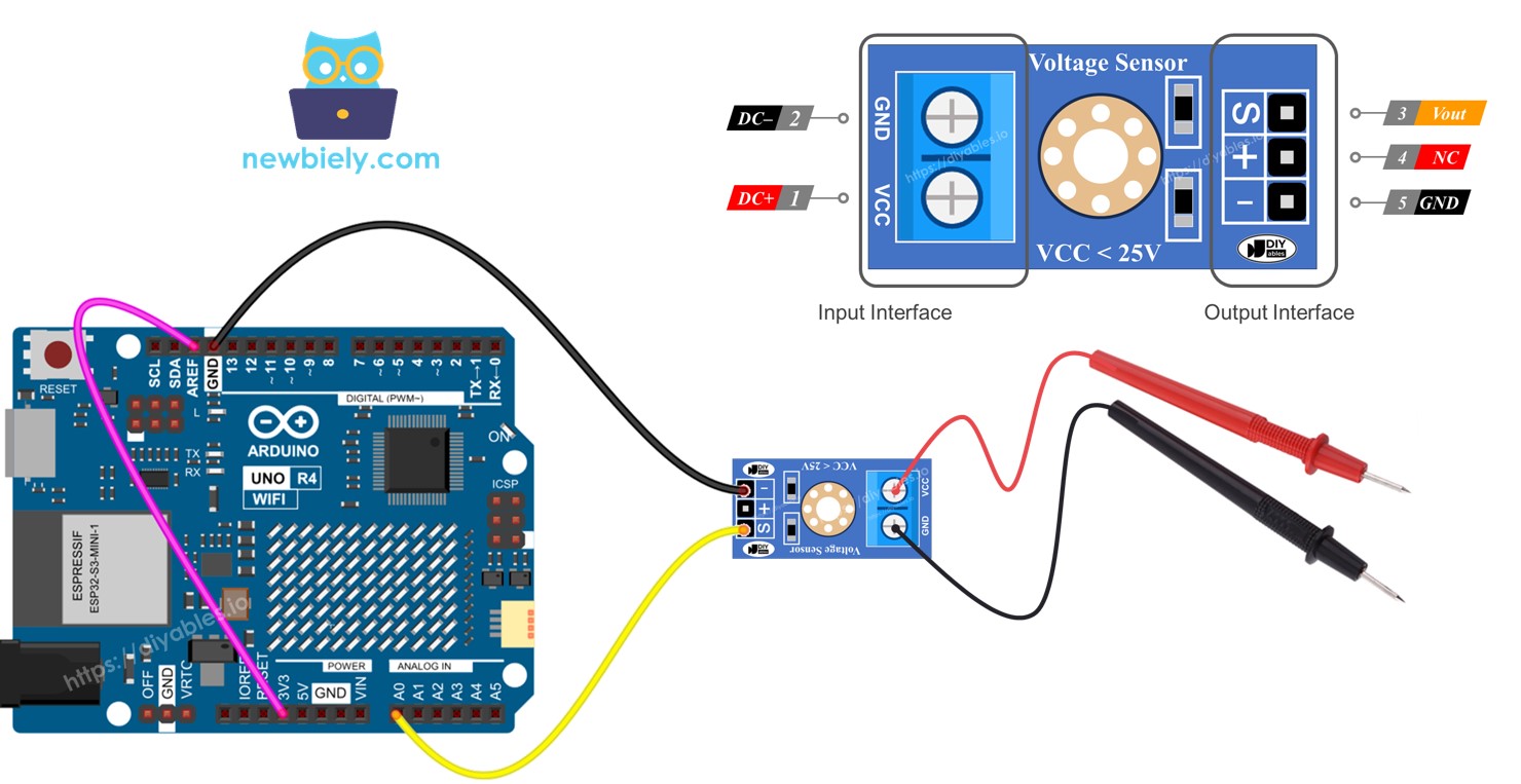 Arduino Uno R4 Sensor de Tensão