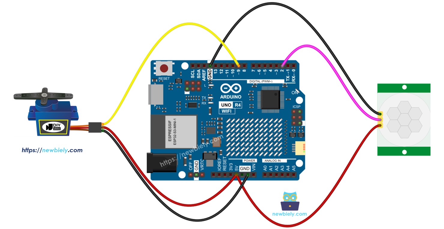 Arduino UNO R4 com Sensor de Movimento e Servo Motor