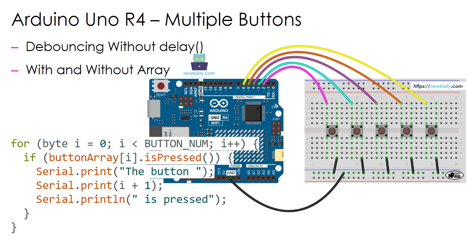 Arduino UNO R4 vários botões