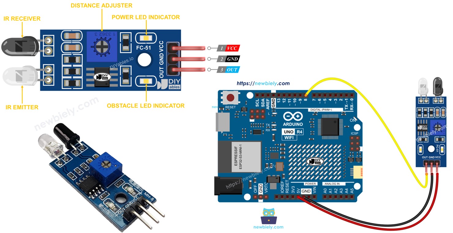Arduino Uno R4 Sensor de Desvio de Obstáculos