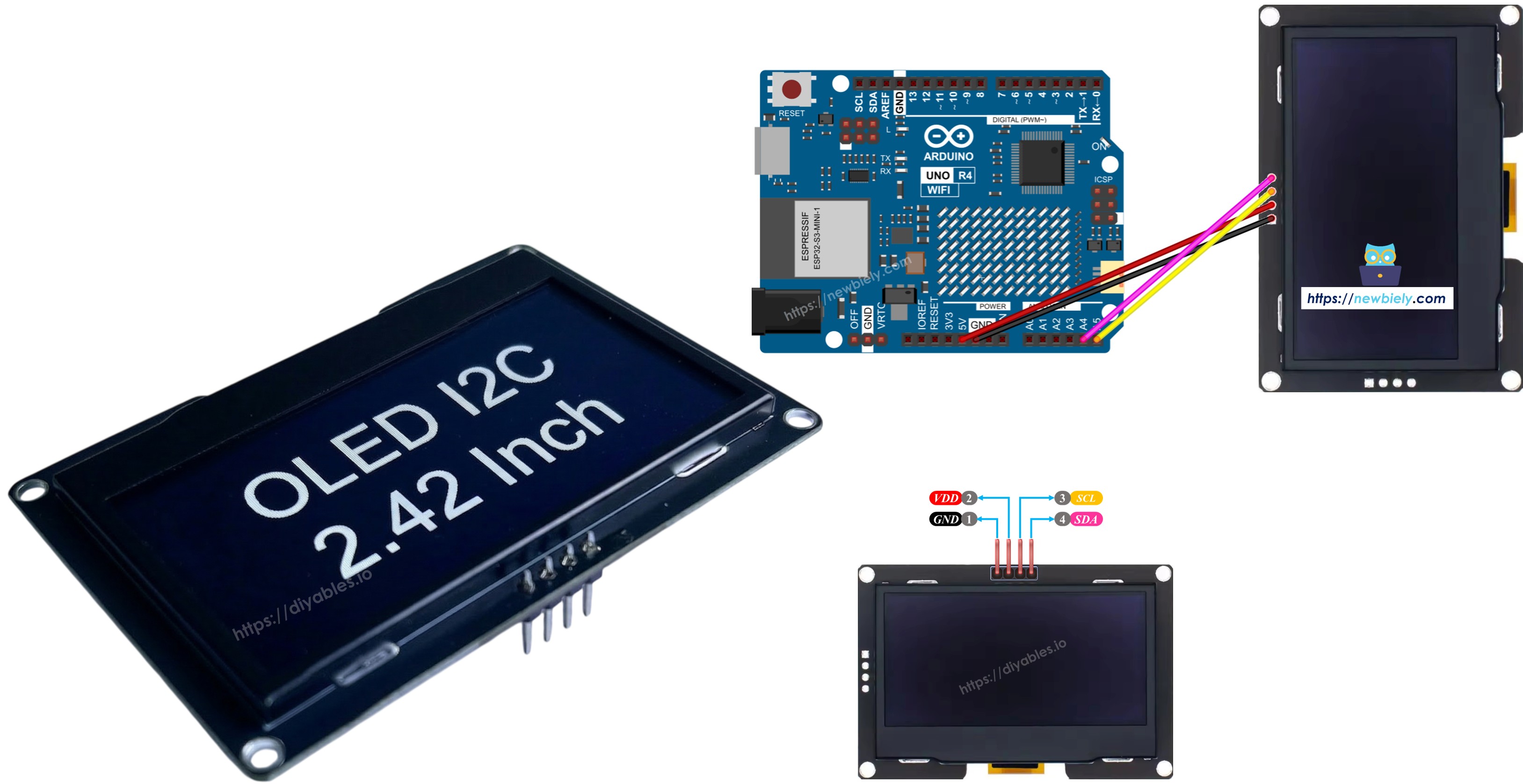 Arduino Uno R4 com OLED SSD1309 128x64