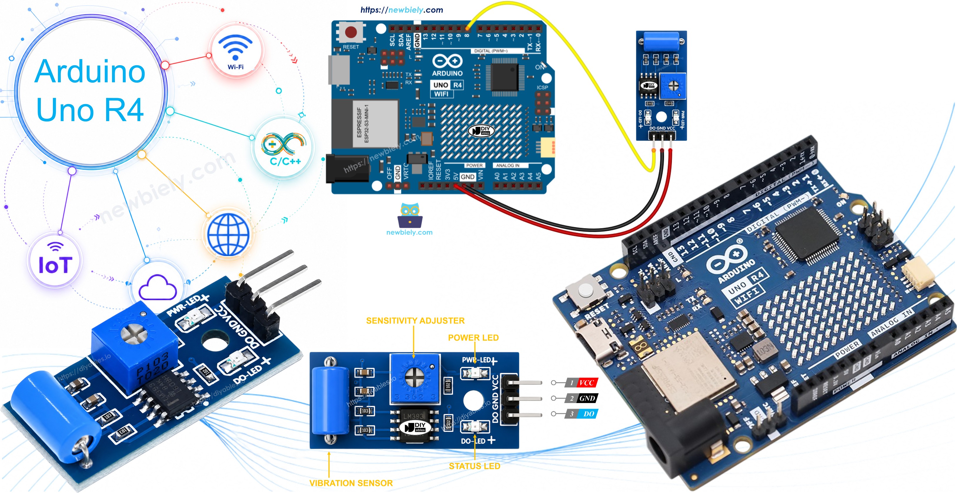 Arduino Uno R4 Sensor de Vibração SW-420