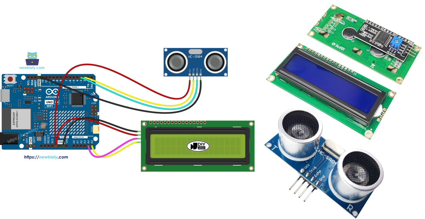 Arduino UNO R4 com Sensor Ultrassônico e LCD I2C