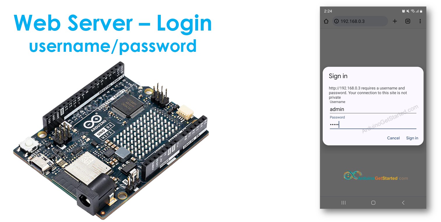 Arduino servidor web usuário e senha