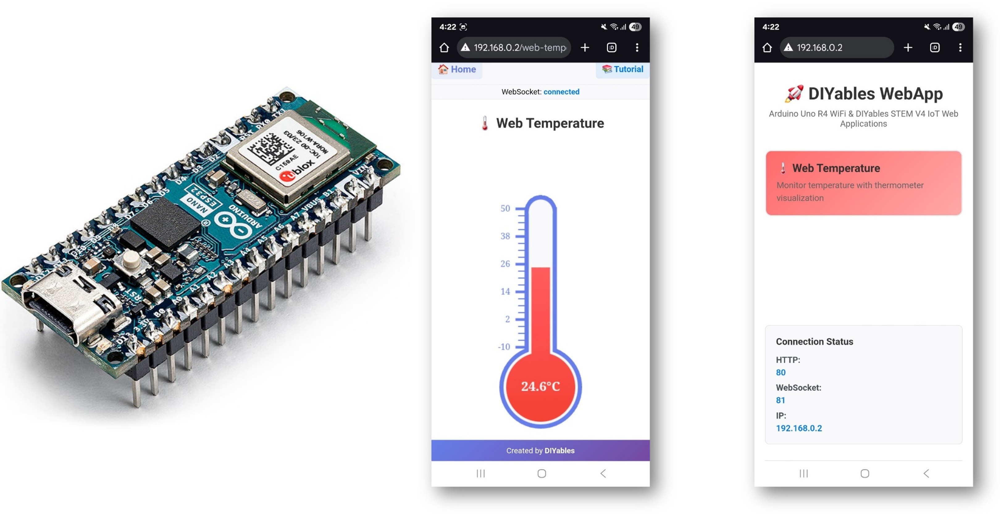 Exemplo WebTemperature com Arduino - Tutorial de Interface de Exibição de Termômetro