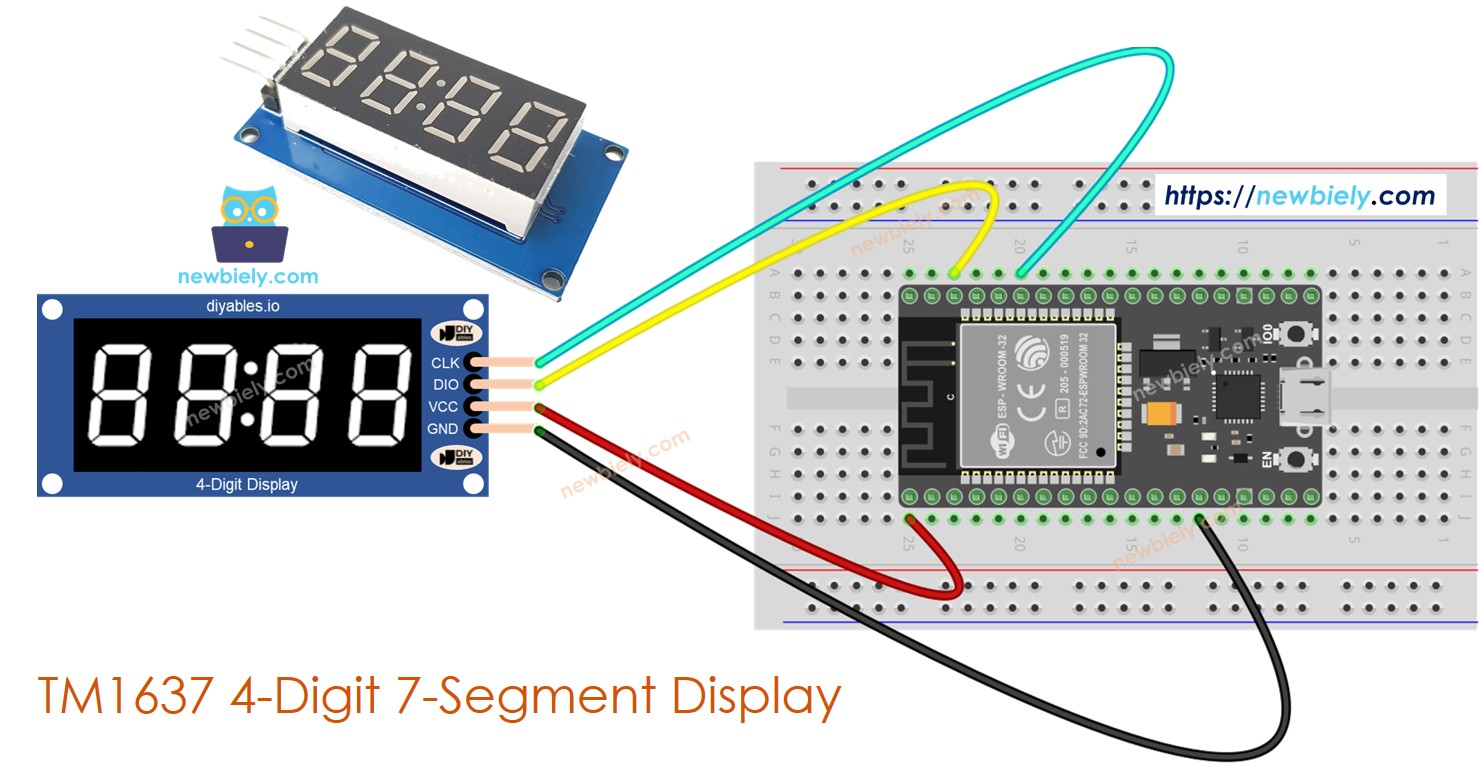 Display de 7 segmentos de 4 dígitos TM1637 com ESP32