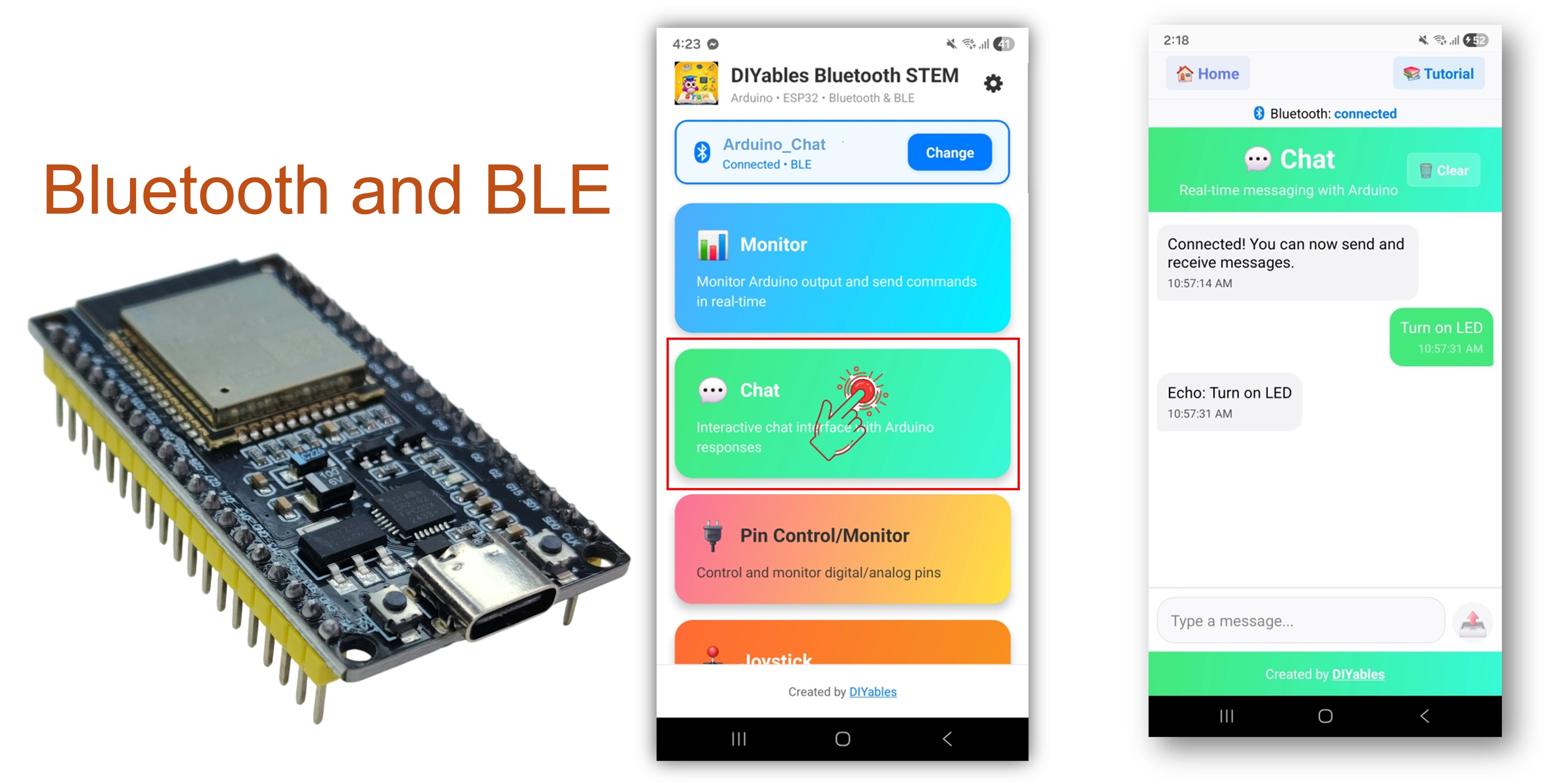 Exemplo Bluetooth Chat com ESP32 - Tutorial de Interface de Mensagens Bidirecional