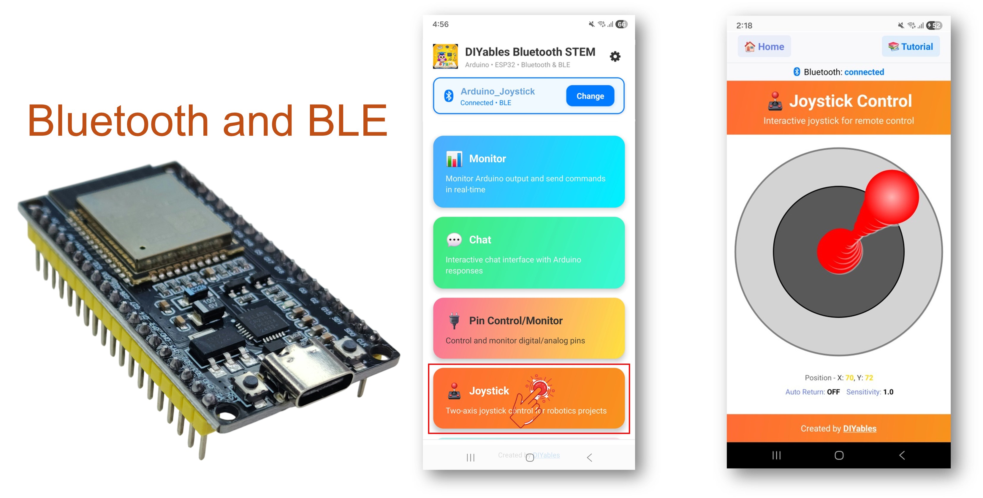 Exemplo Bluetooth Joystick com ESP32 - Tutorial de Interface de Controle 2D Interativa