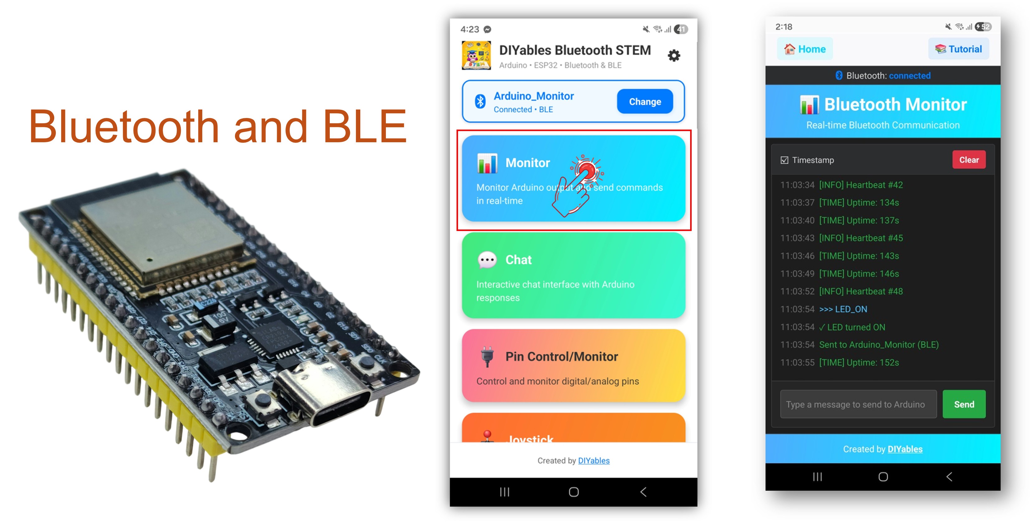 Exemplo de Monitor Bluetooth com ESP32 - Tutorial de Interface de Serial Monitor em Tempo Real