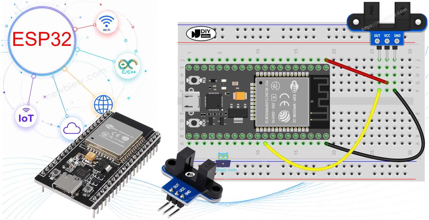 ESP32 e sensor de velocidade óptico IR com fenda